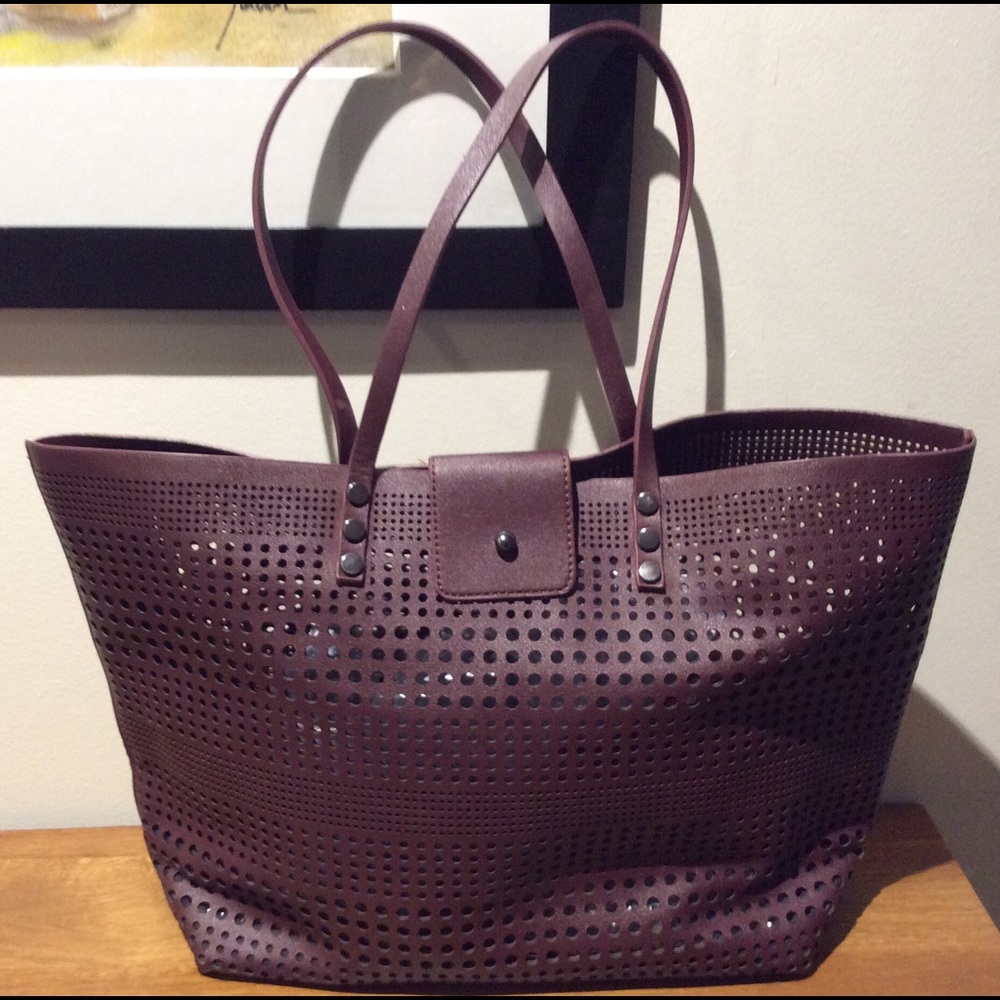 BCBG NEW Faux Leather Burgundy Tote Bag